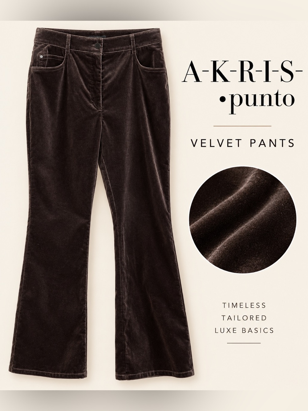 Akris Punto "Cali" Bark Velvet Trousers NWT